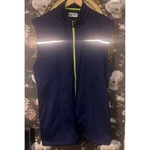 Pro Tour Vest Mens Large Black Blue Zipper Polyester Golf Vest